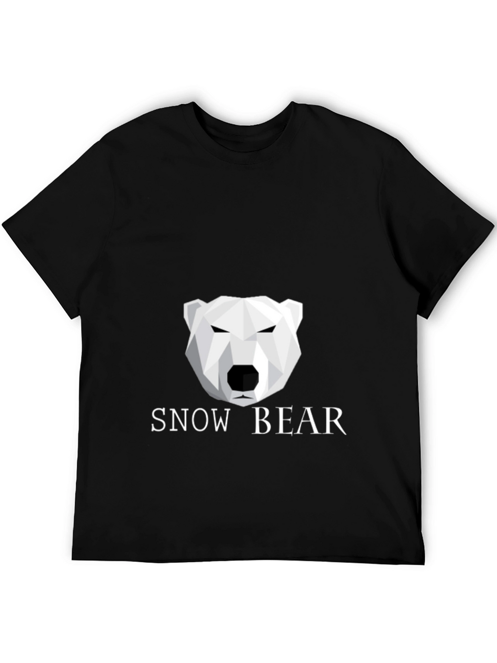 Geometric Polar Bear Black T-Shirt - Snow Bear Design