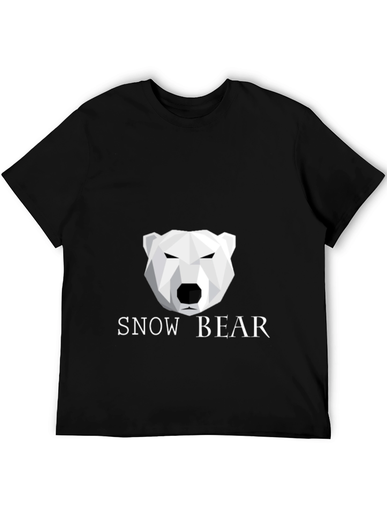 Geometric Polar Bear Black T-Shirt - Snow Bear Design
