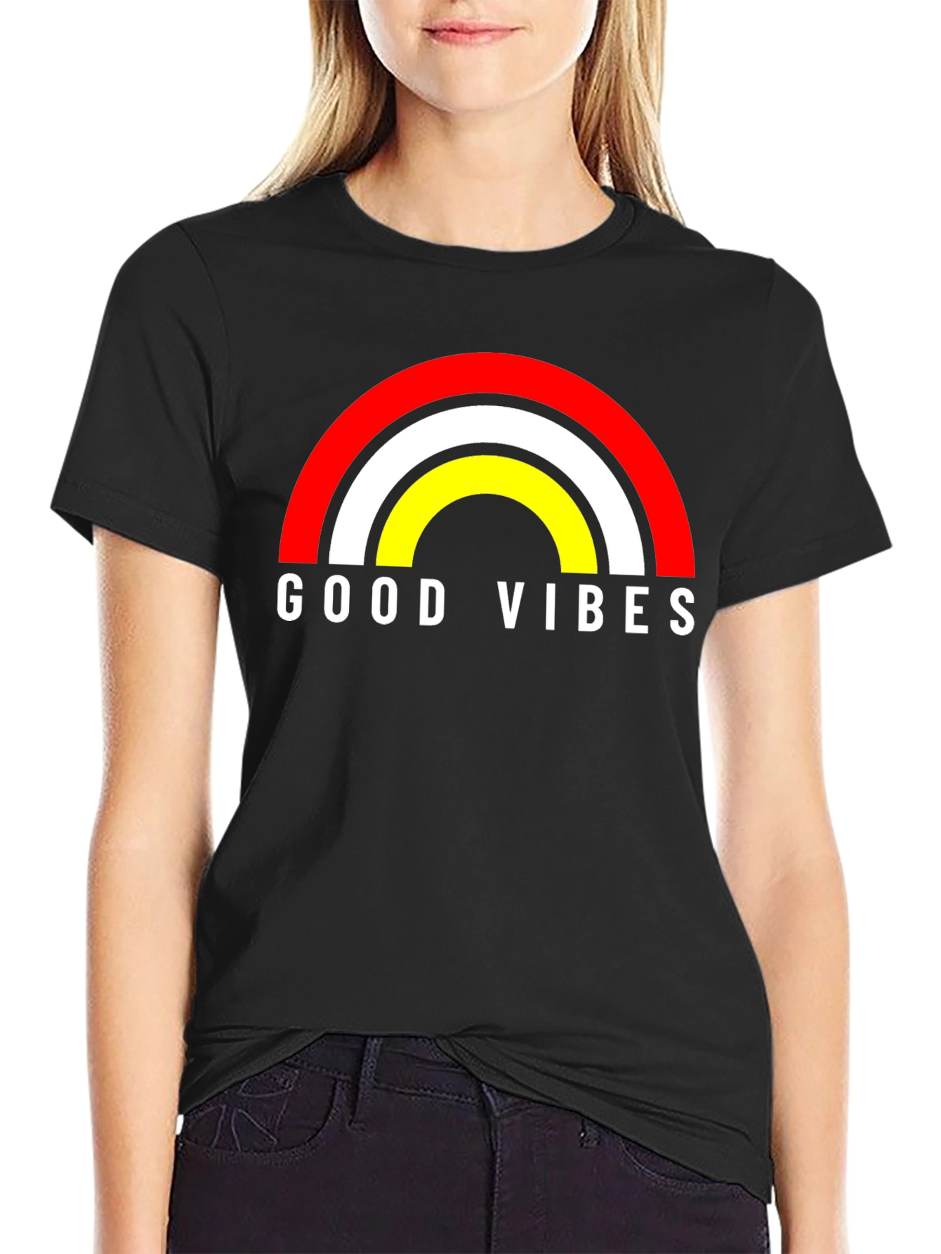 Good Vibes Rainbow Graphic Tee - Black