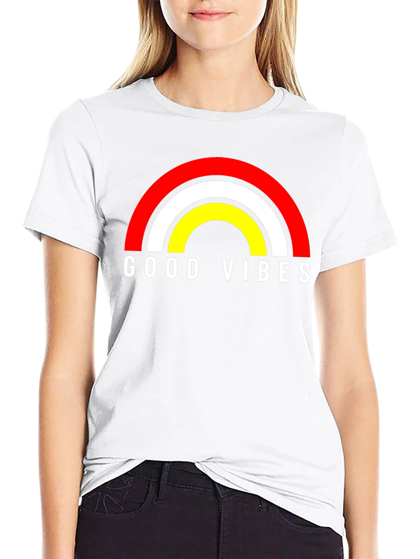 Good Vibes Rainbow Graphic Tee - Black