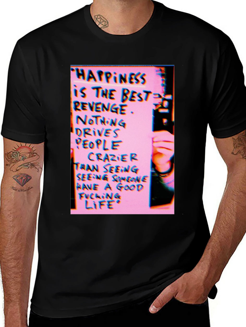 Happiness Revenge Graphic T-Shirt - Black
