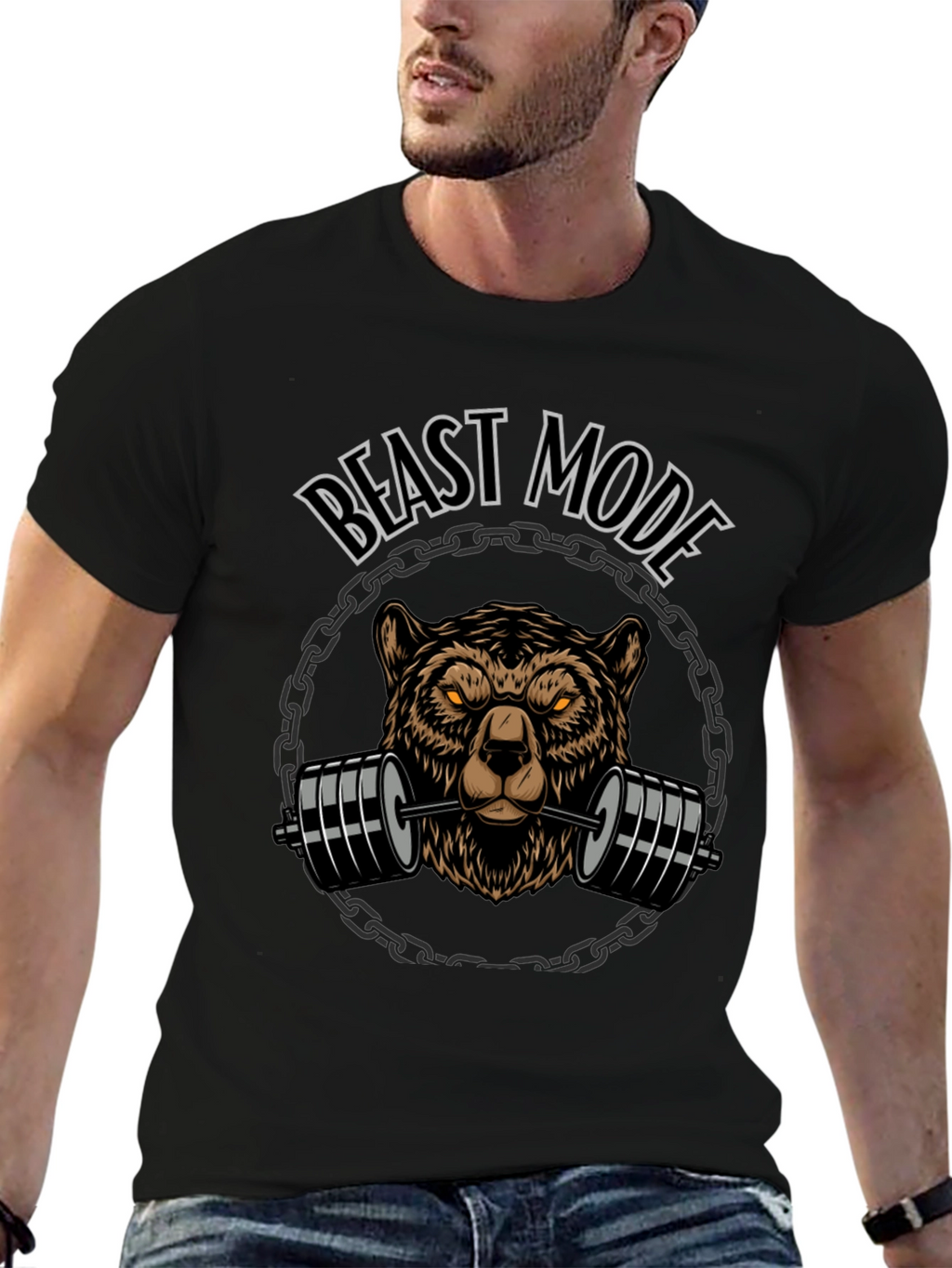 Beast Mode Bear Weightlifting Graphic Tee
