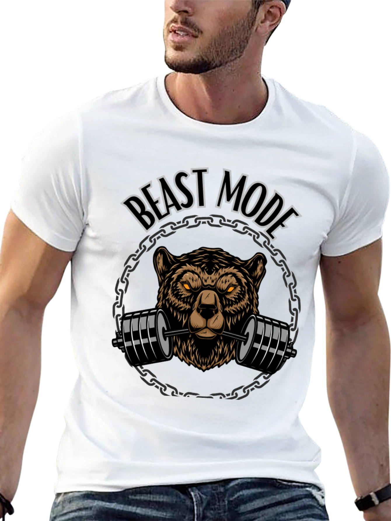 Beast Mode Bear Weightlifting Graphic Tee