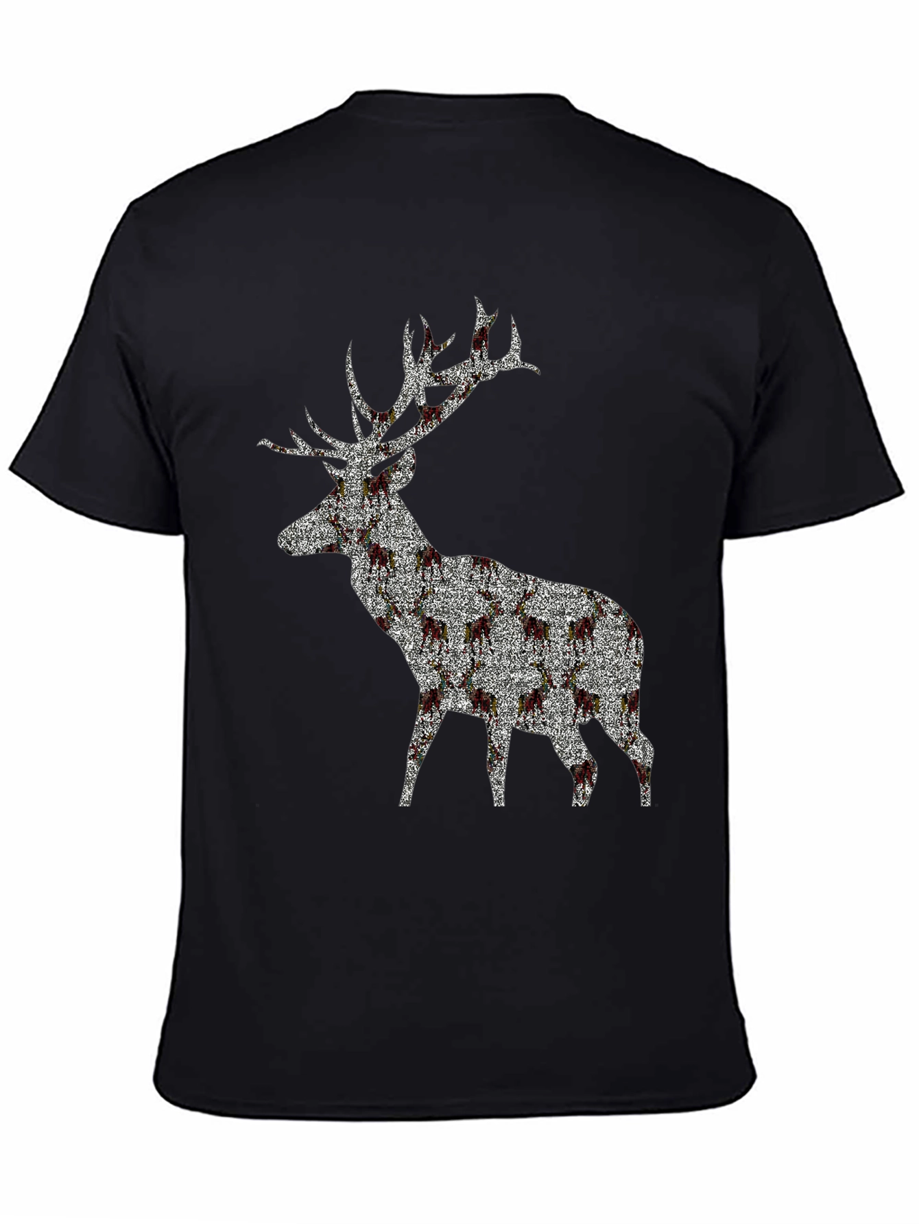 Stag Patterned Crew Neck T-Shirt