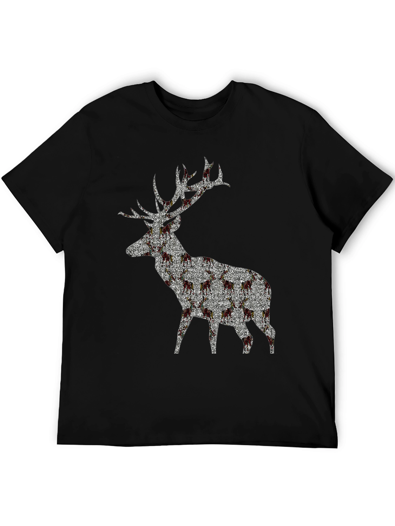 Stag Patterned Crew Neck T-Shirt