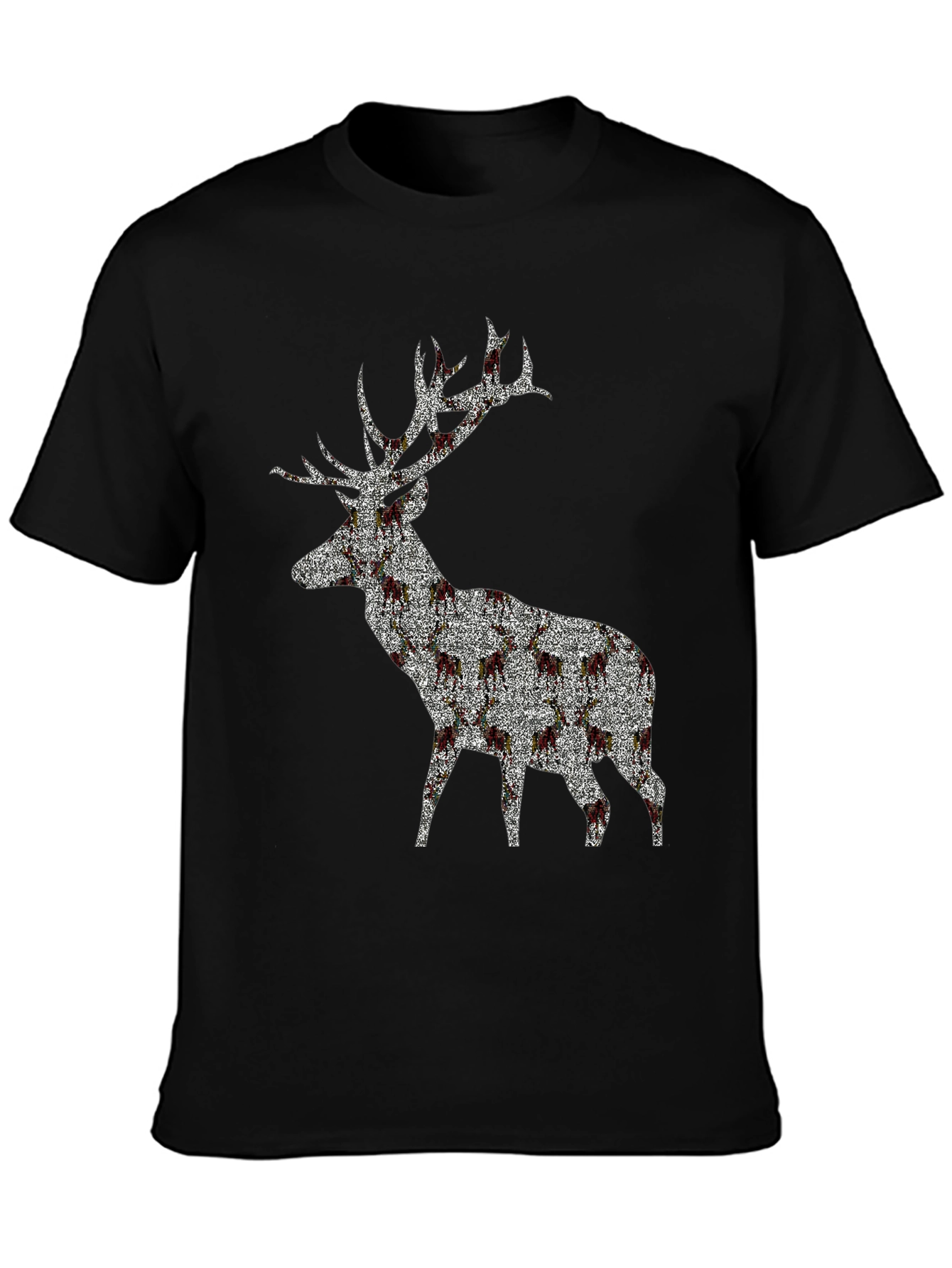 Stag Patterned Crew Neck T-Shirt