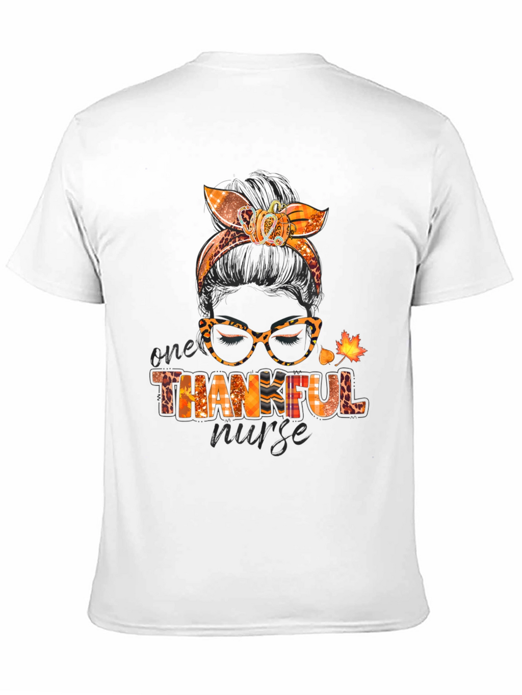 Thankful Nurse Messy Bun T-Shirt