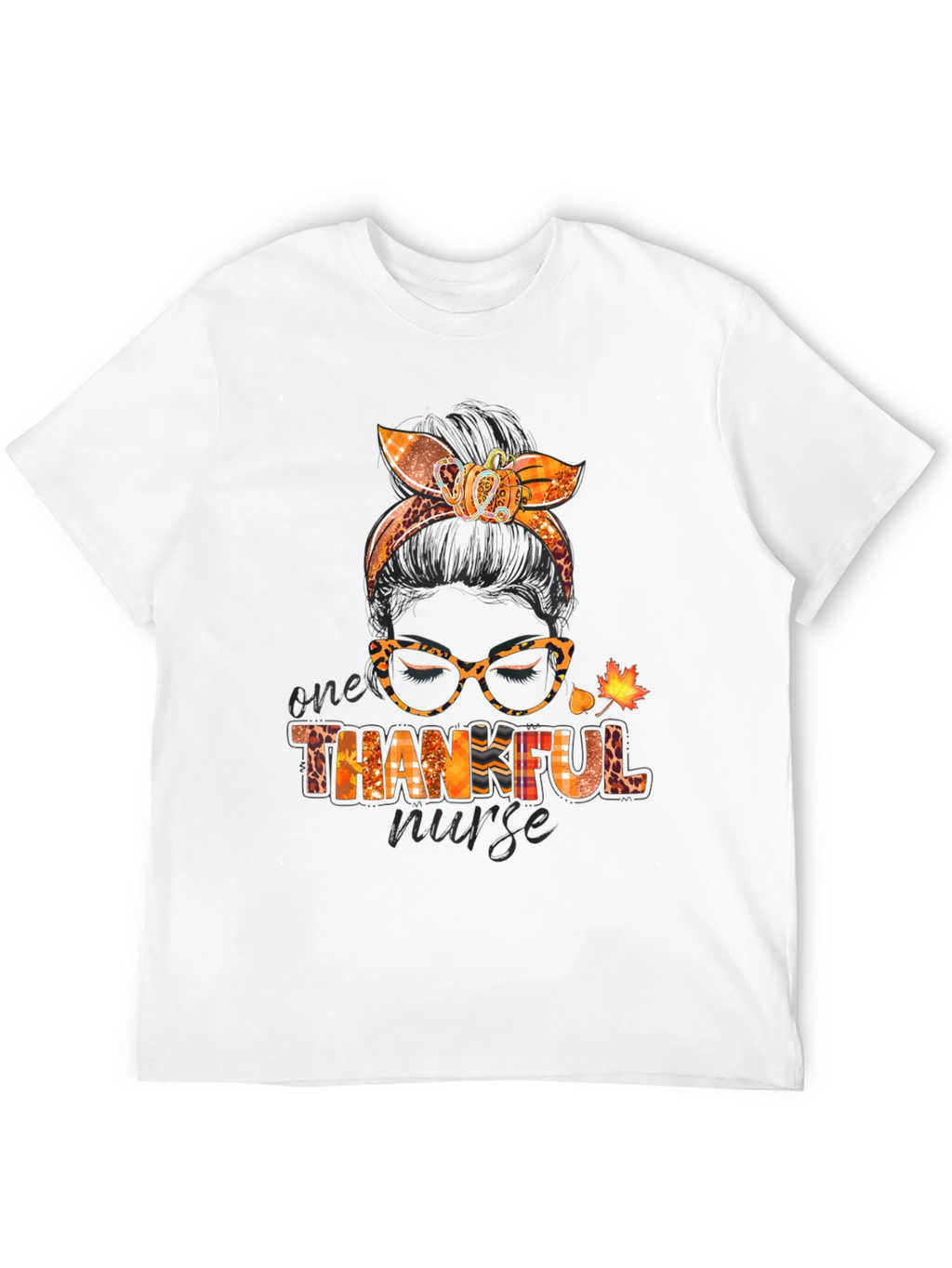 Thankful Nurse Messy Bun T-Shirt