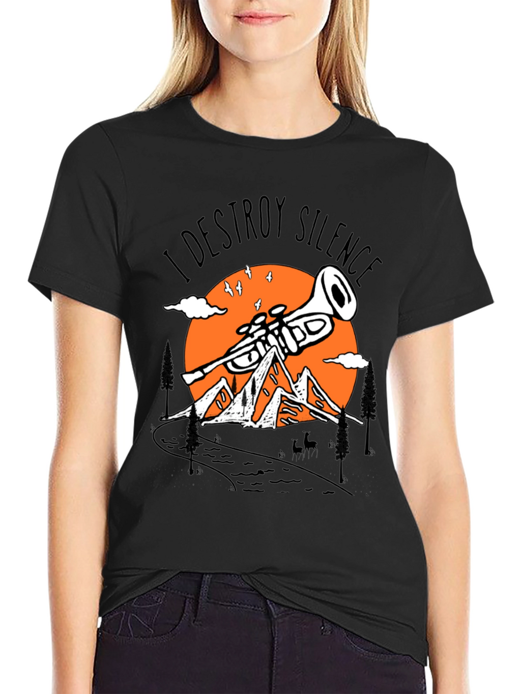 I Destroy Silence Trumpet Mountain Tee