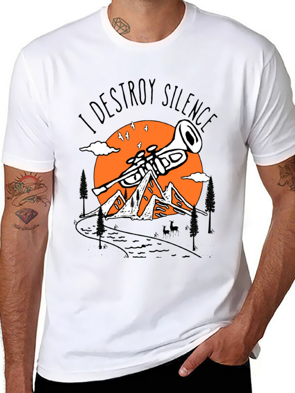 I Destroy Silence Trumpet Mountain Tee