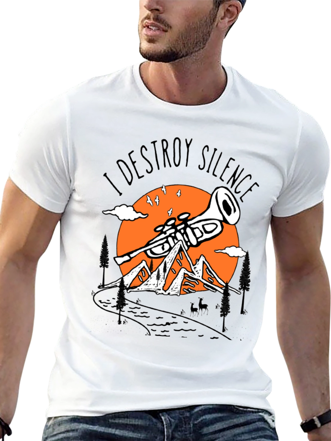 I Destroy Silence Trumpet Mountain Tee
