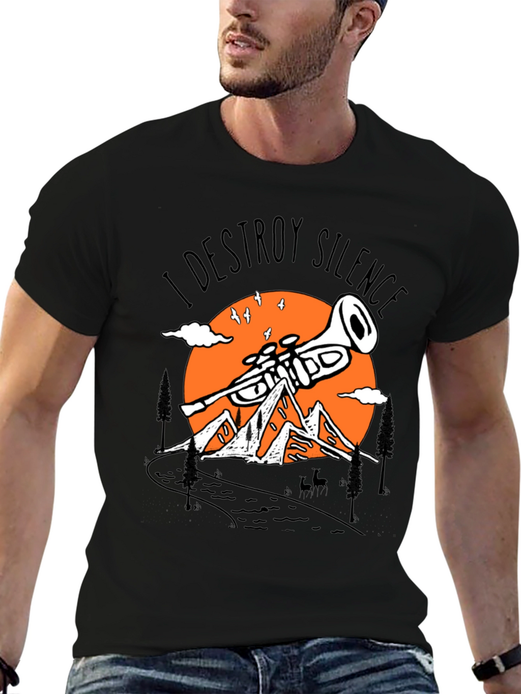 I Destroy Silence Trumpet Mountain Tee