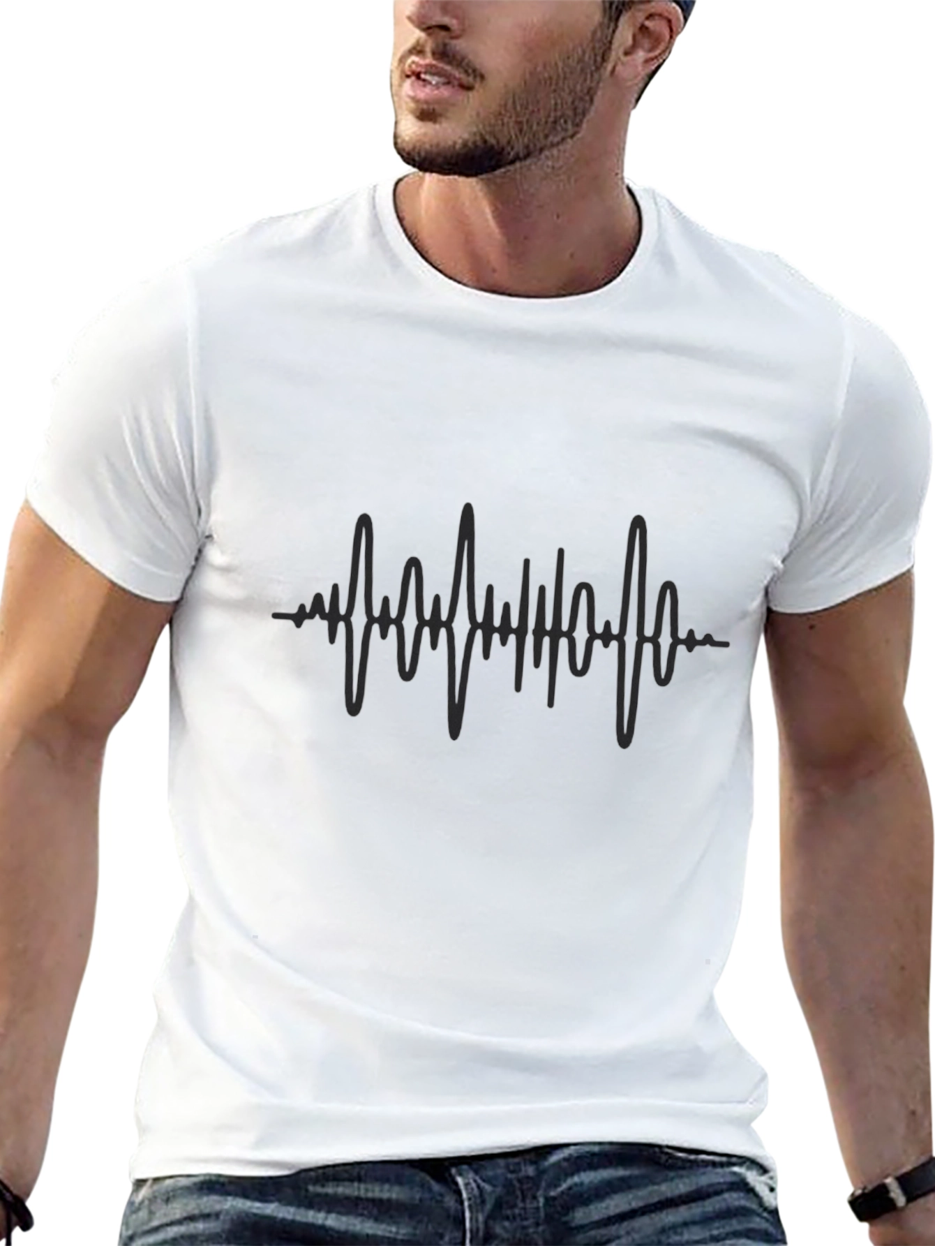 Mens Black Sound Wave Graphic Tee