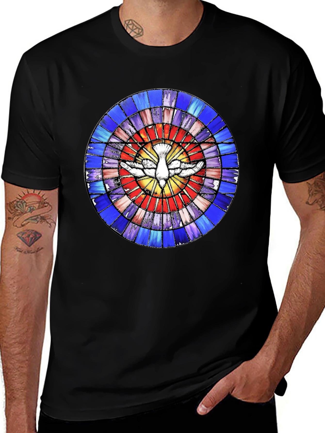 Stained Glass Dove Graphic Tee