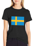 Swedish Flag T-Shirt - Black Crew Neck Tee