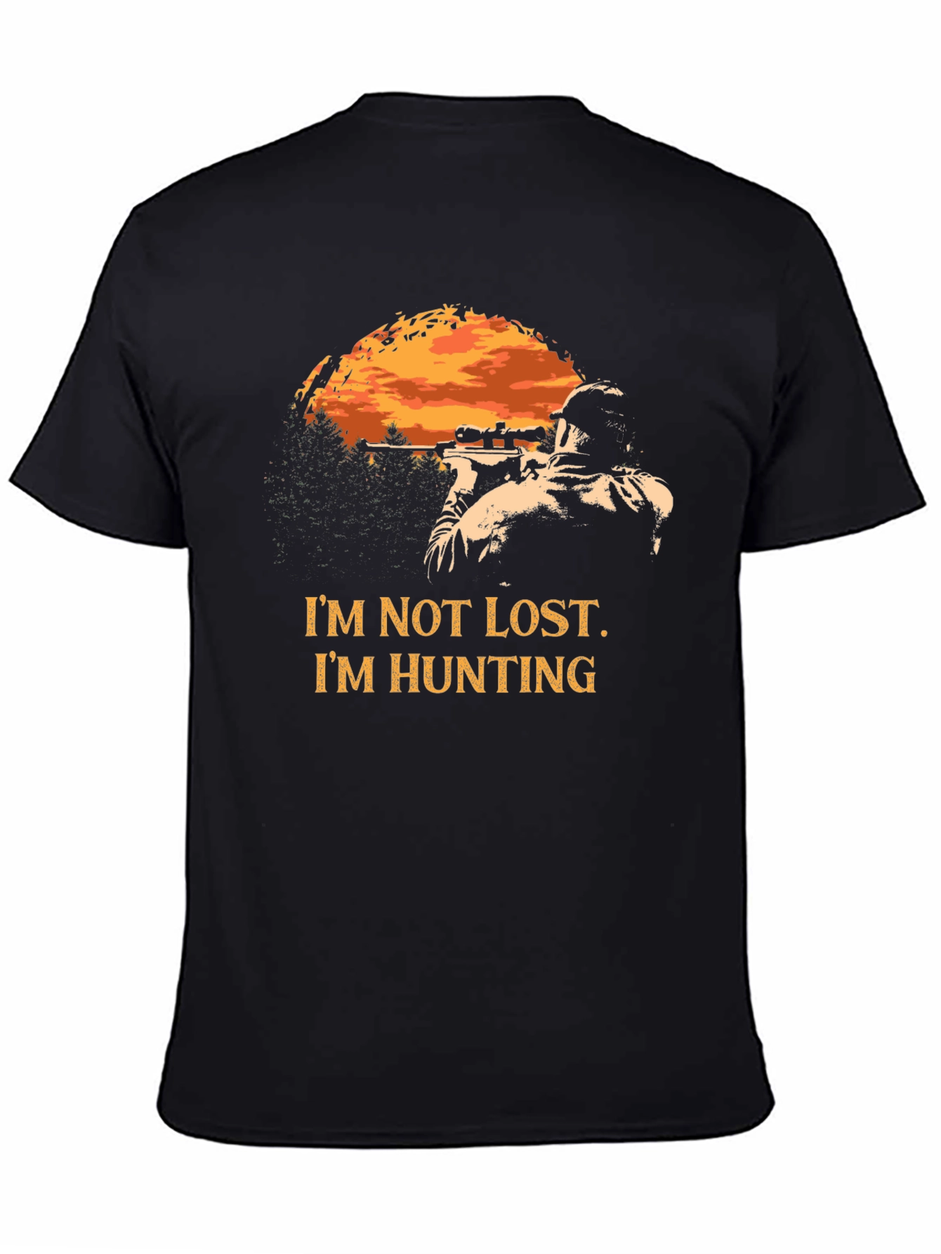 Hunting T-Shirt - Im Not Lost Im Hunting - Mens Black Tee