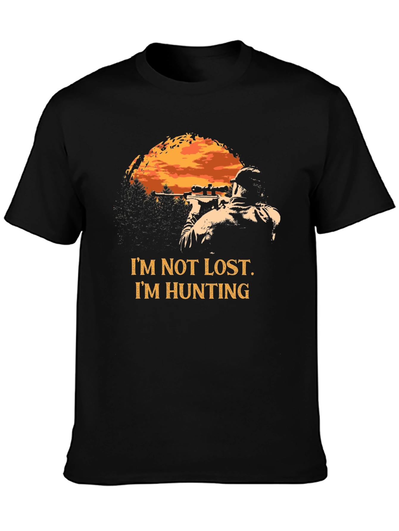 Hunting T-Shirt - Im Not Lost Im Hunting - Mens Black Tee