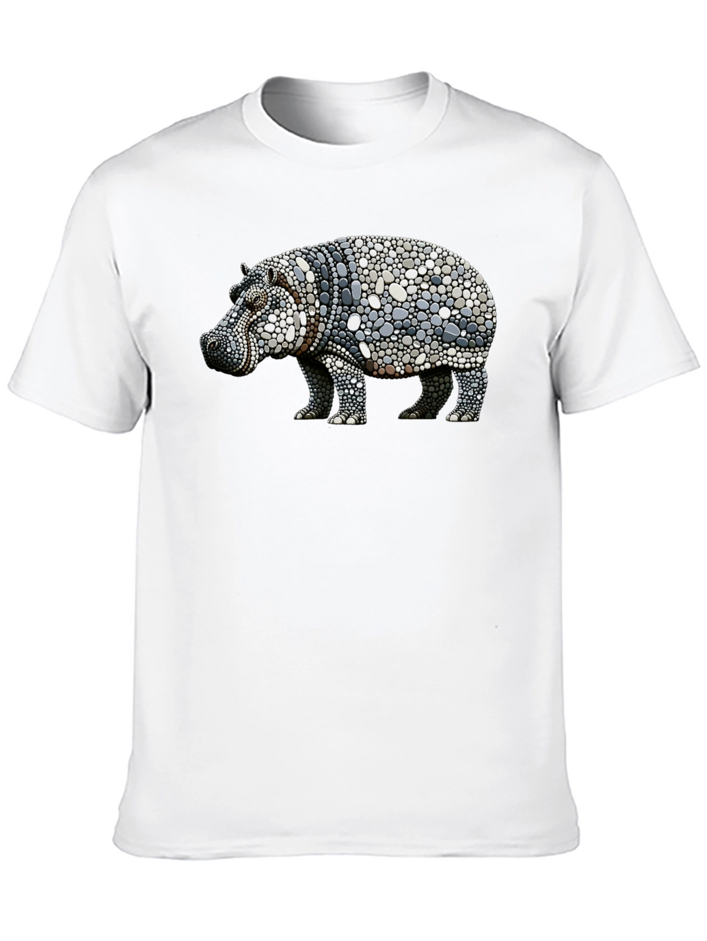 Hippo Pebble Art Graphic Tee - Black Cotton Shirt