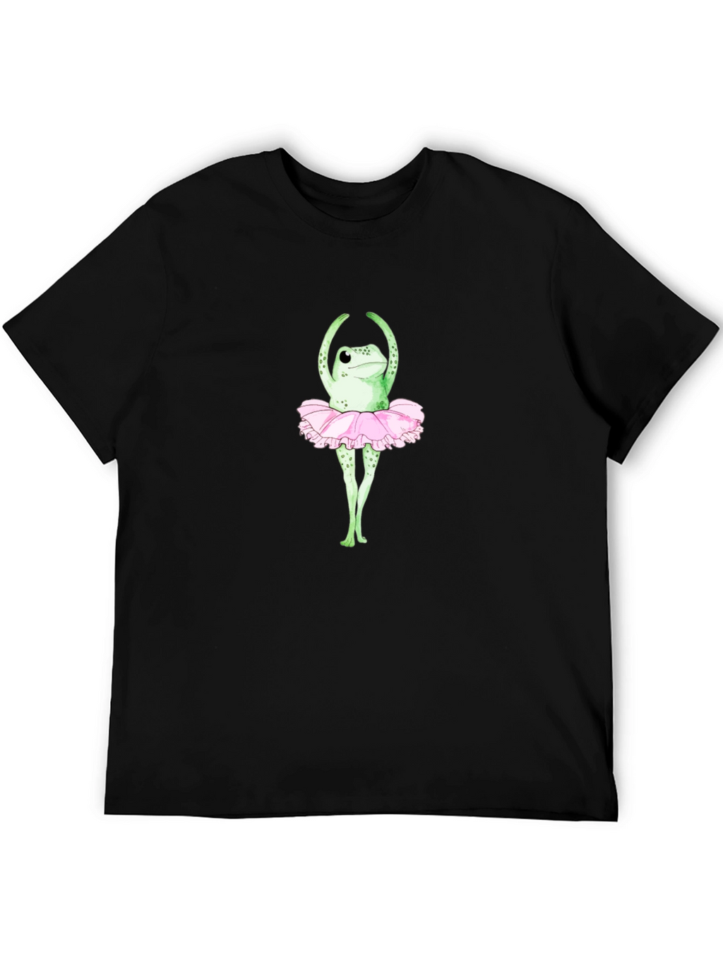 Frog Ballerina Graphic T-Shirt - Black Crew Neck