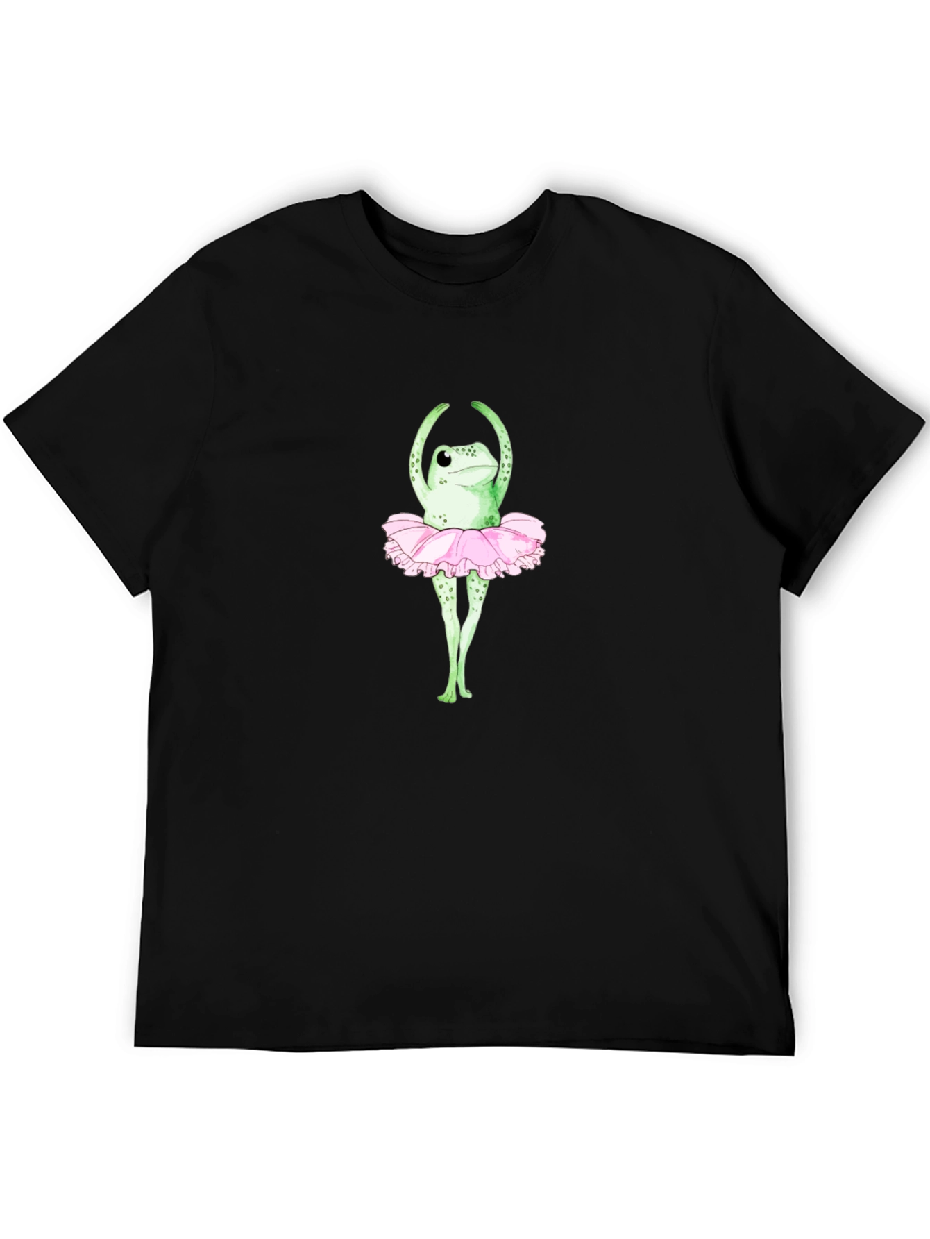 Frog Ballerina Graphic T-Shirt - Black Crew Neck