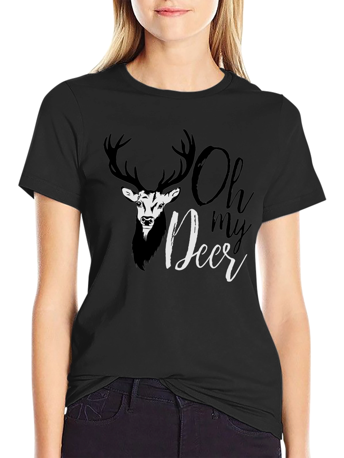 Oh My Deer Graphic T-Shirt - Black