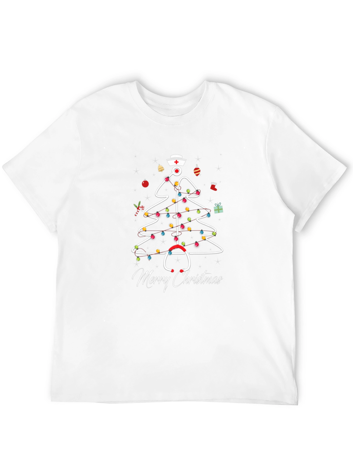 Nurse Christmas Tree T-Shirt: Holiday Stethoscope Design
