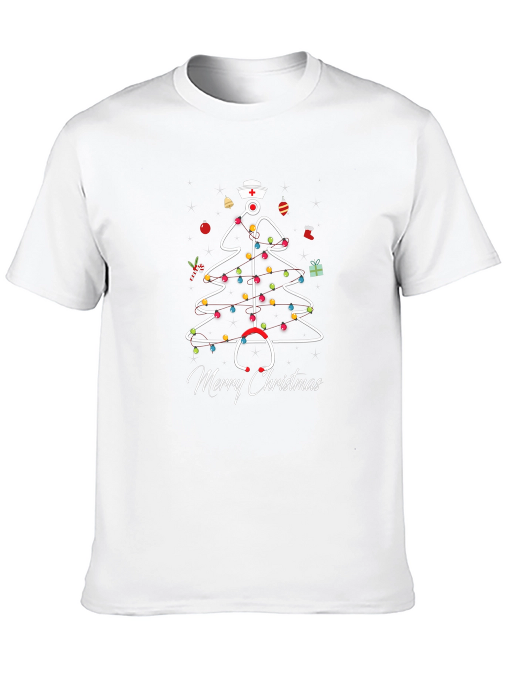 Nurse Christmas Tree T-Shirt: Holiday Stethoscope Design