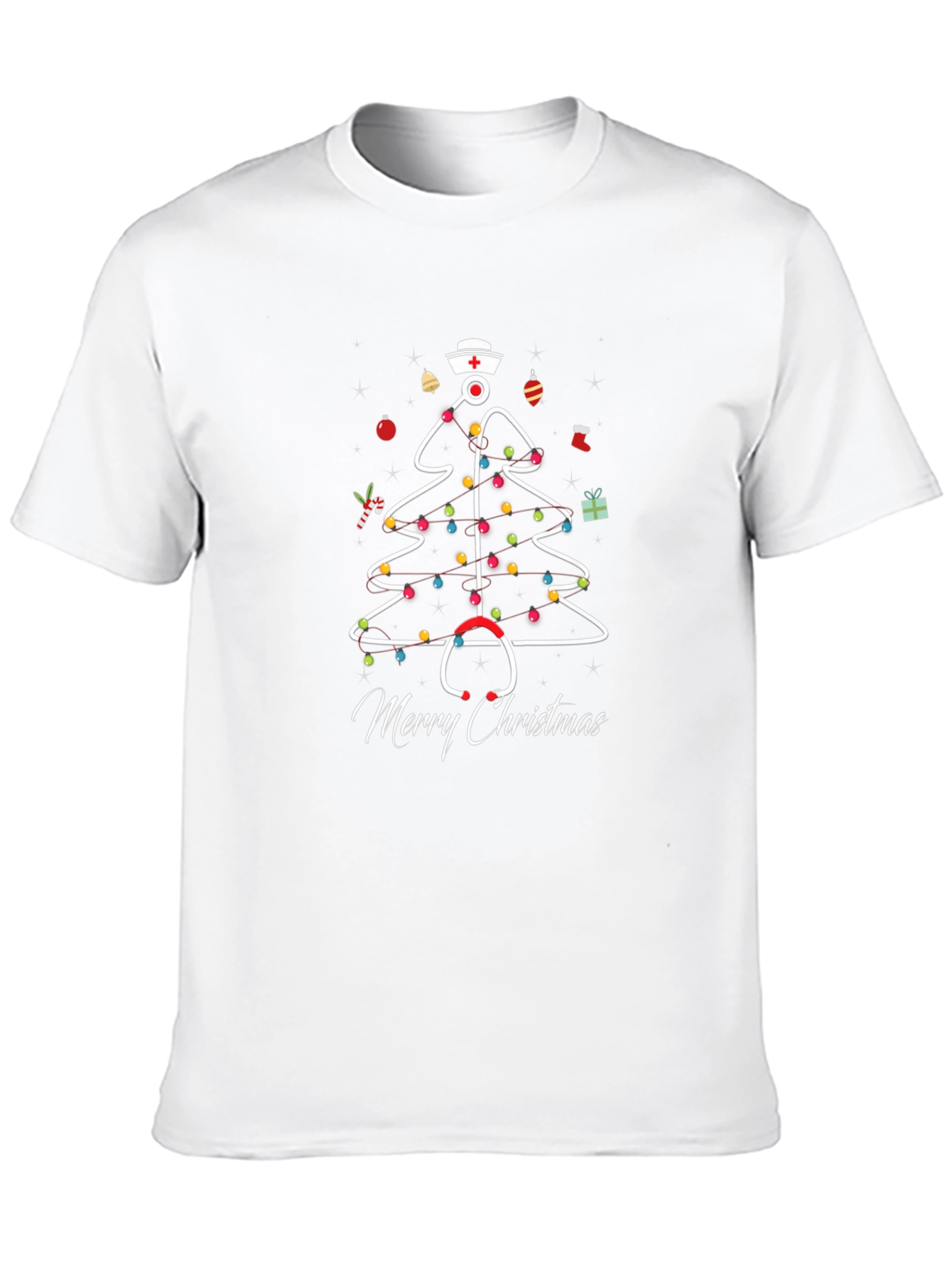 Nurse Christmas Tree T-Shirt: Holiday Stethoscope Design