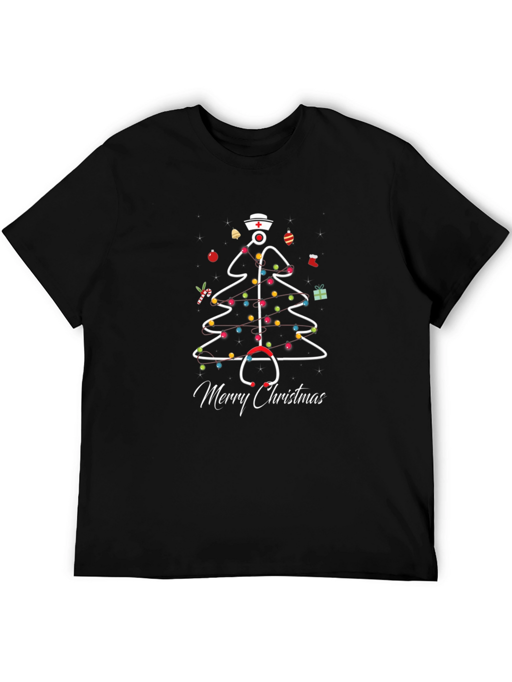 Nurse Christmas Tree T-Shirt: Holiday Stethoscope Design