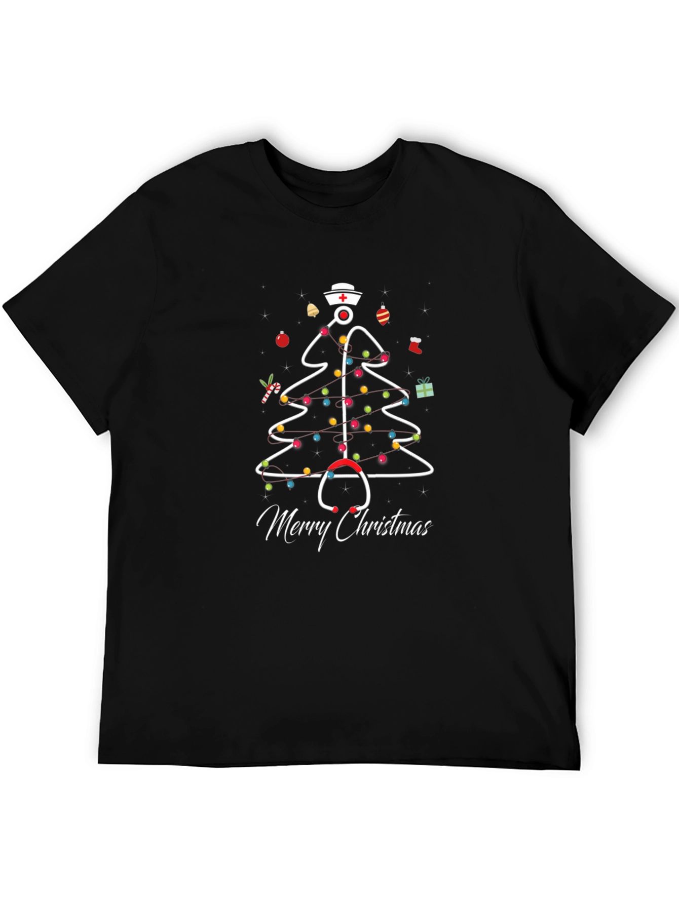 Nurse Christmas Tree T-Shirt: Holiday Stethoscope Design