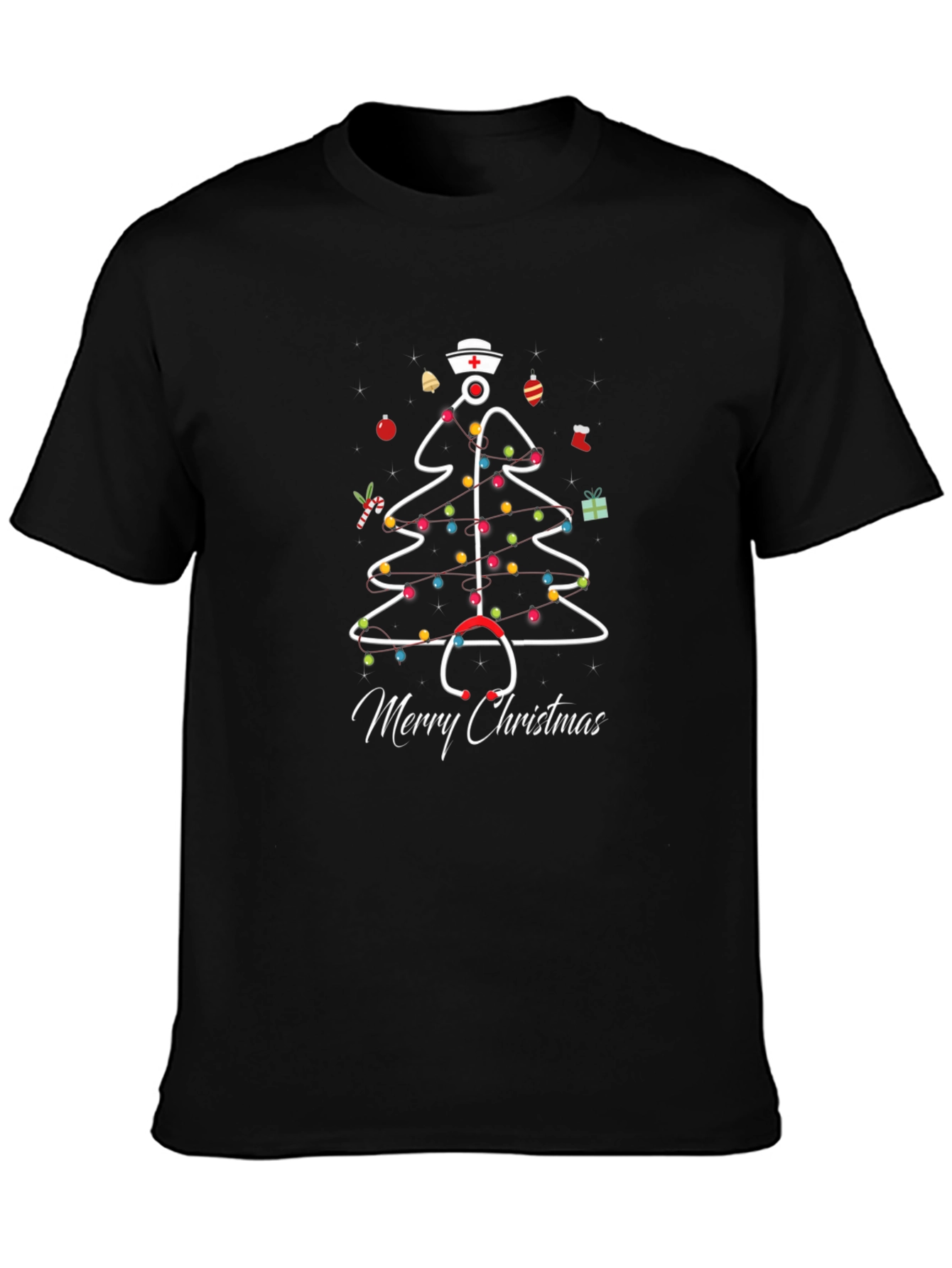 Nurse Christmas Tree T-Shirt: Holiday Stethoscope Design