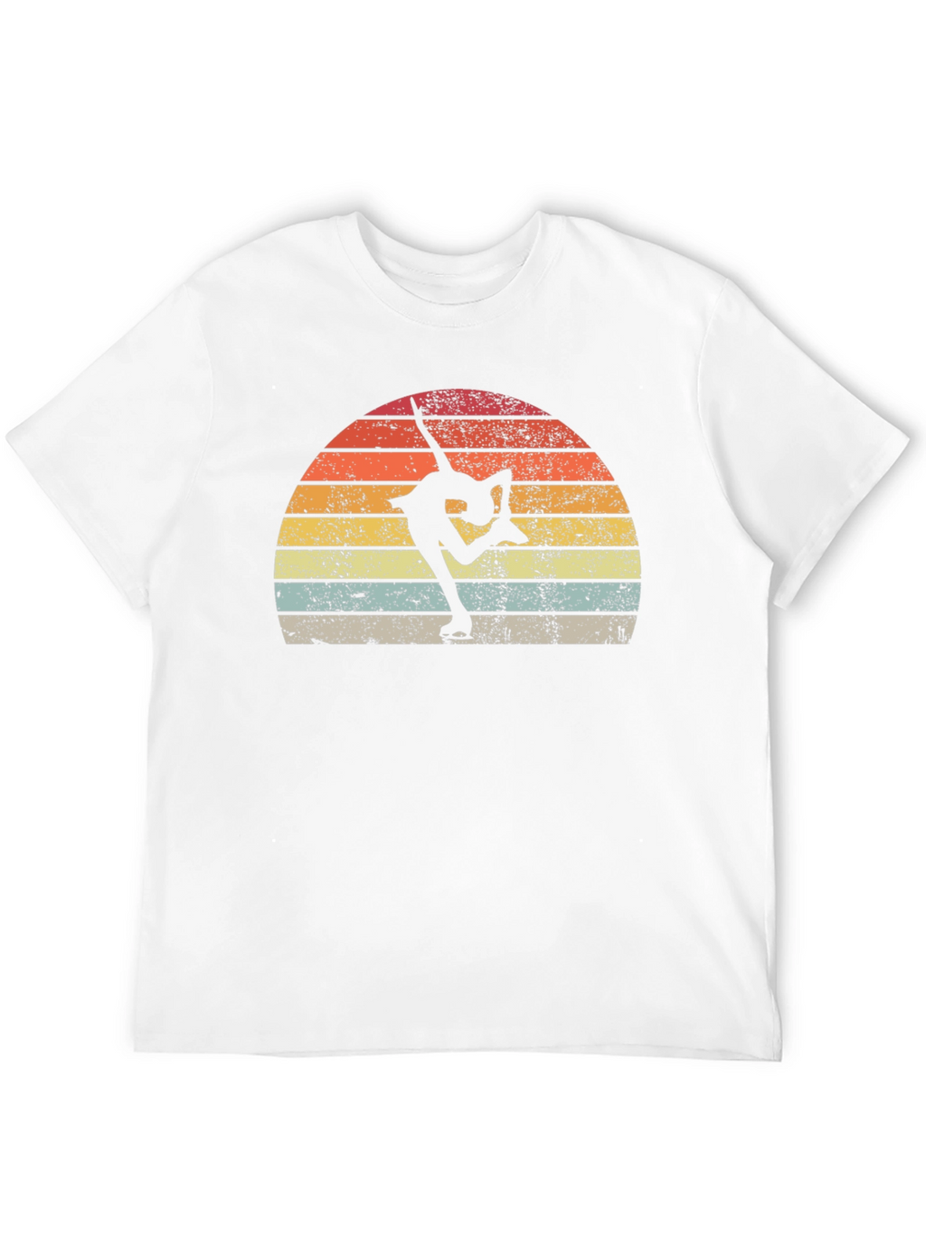 Figure Skating Retro Sunset Graphic T-Shirt