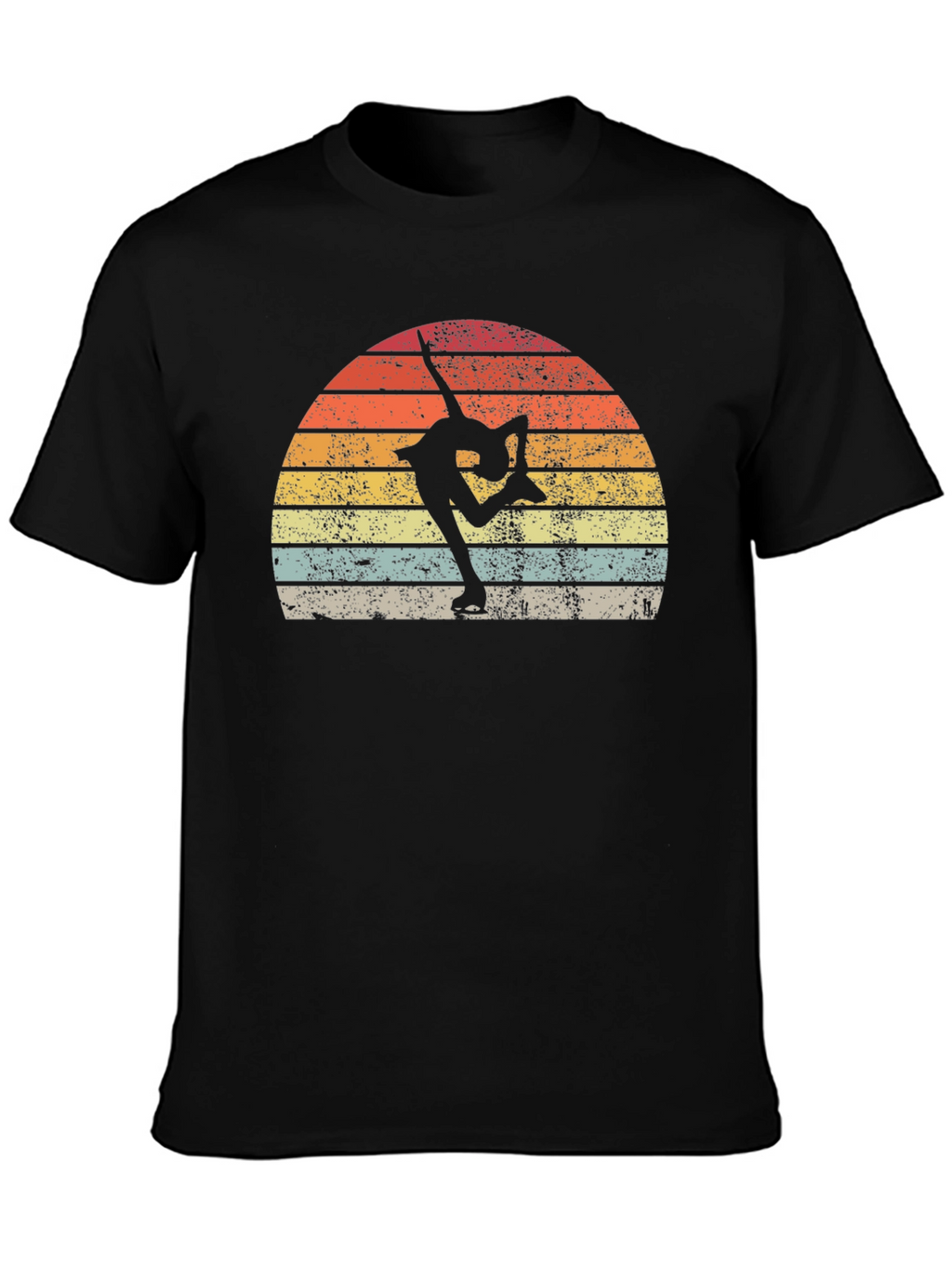 Figure Skating Retro Sunset Graphic T-Shirt