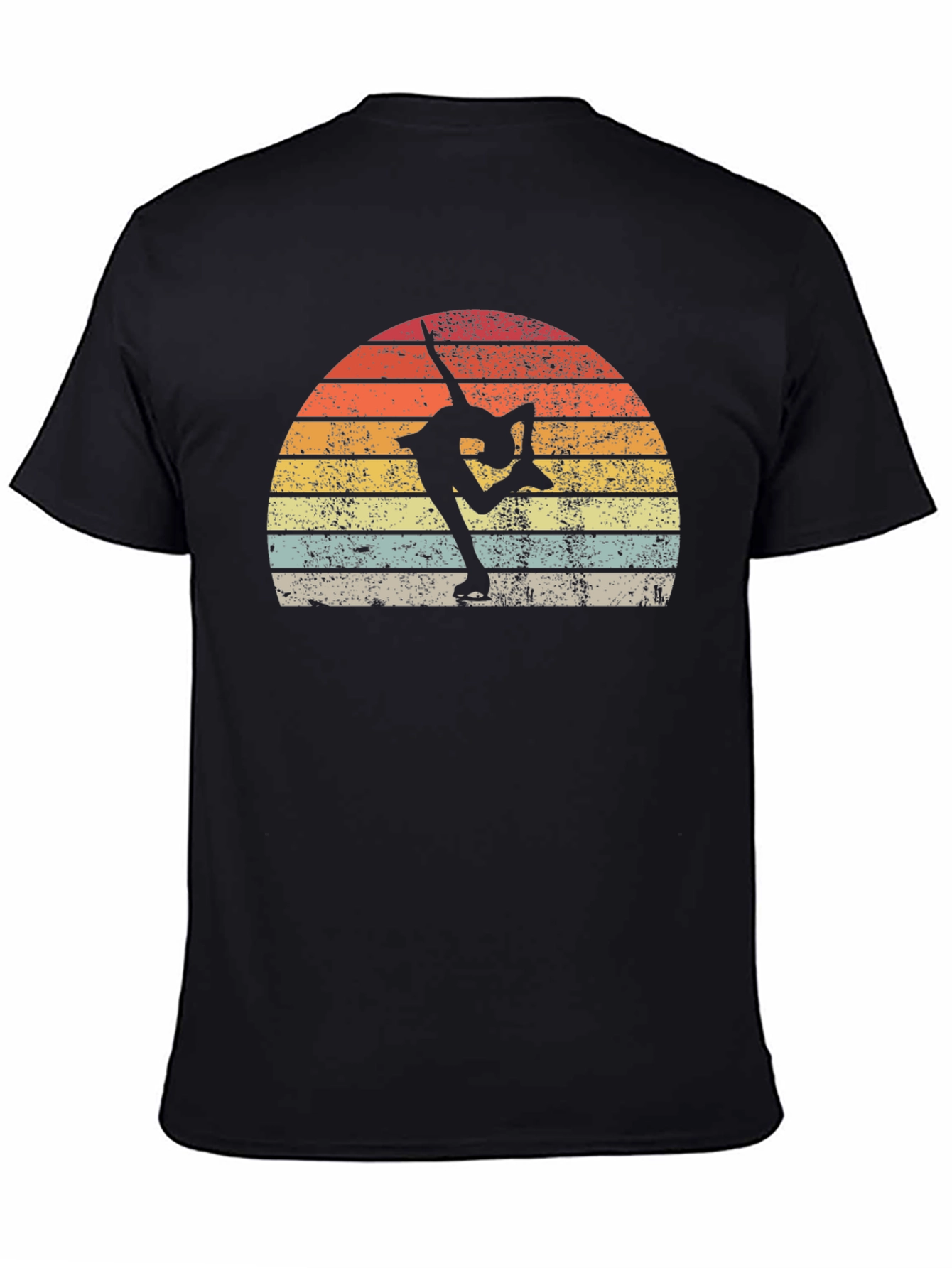 Figure Skating Retro Sunset Graphic T-Shirt