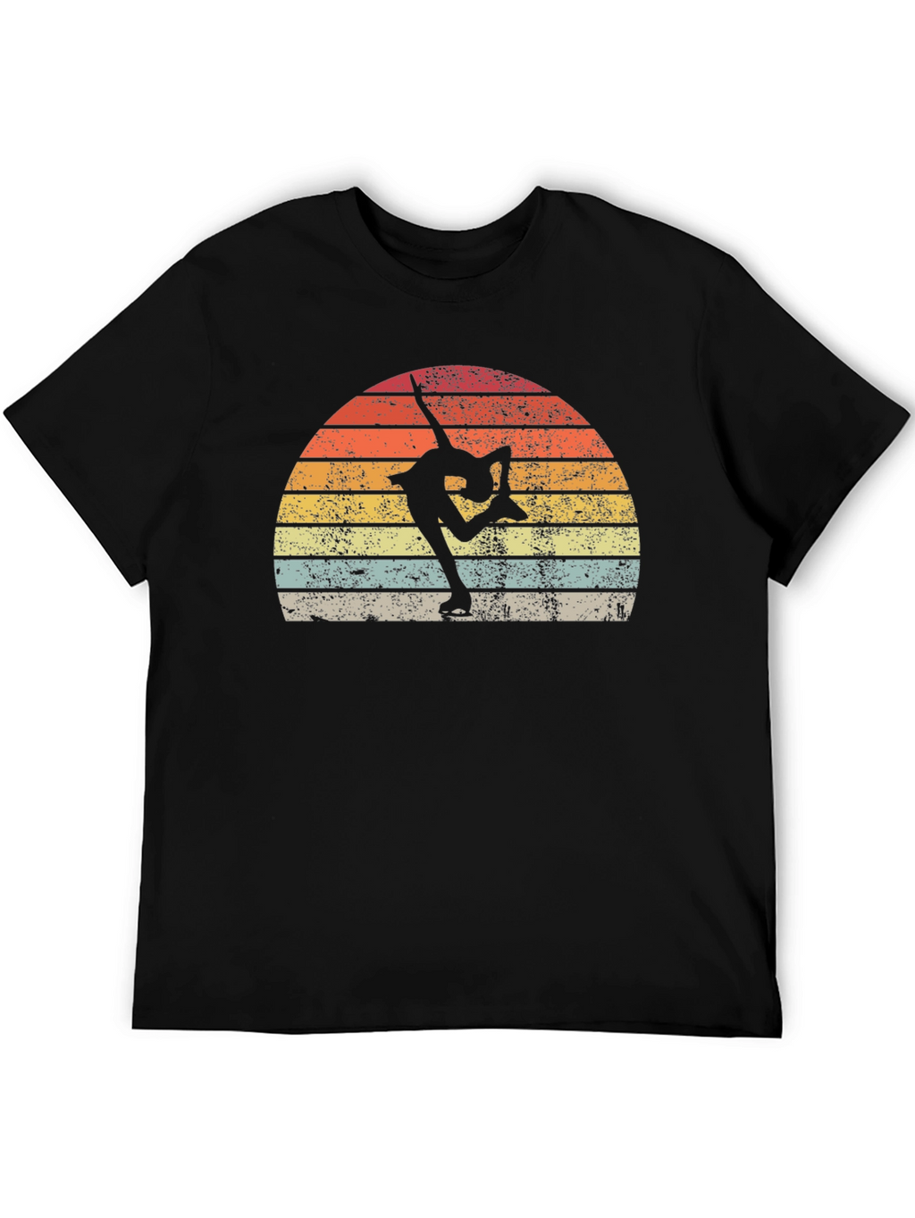 Figure Skating Retro Sunset Graphic T-Shirt