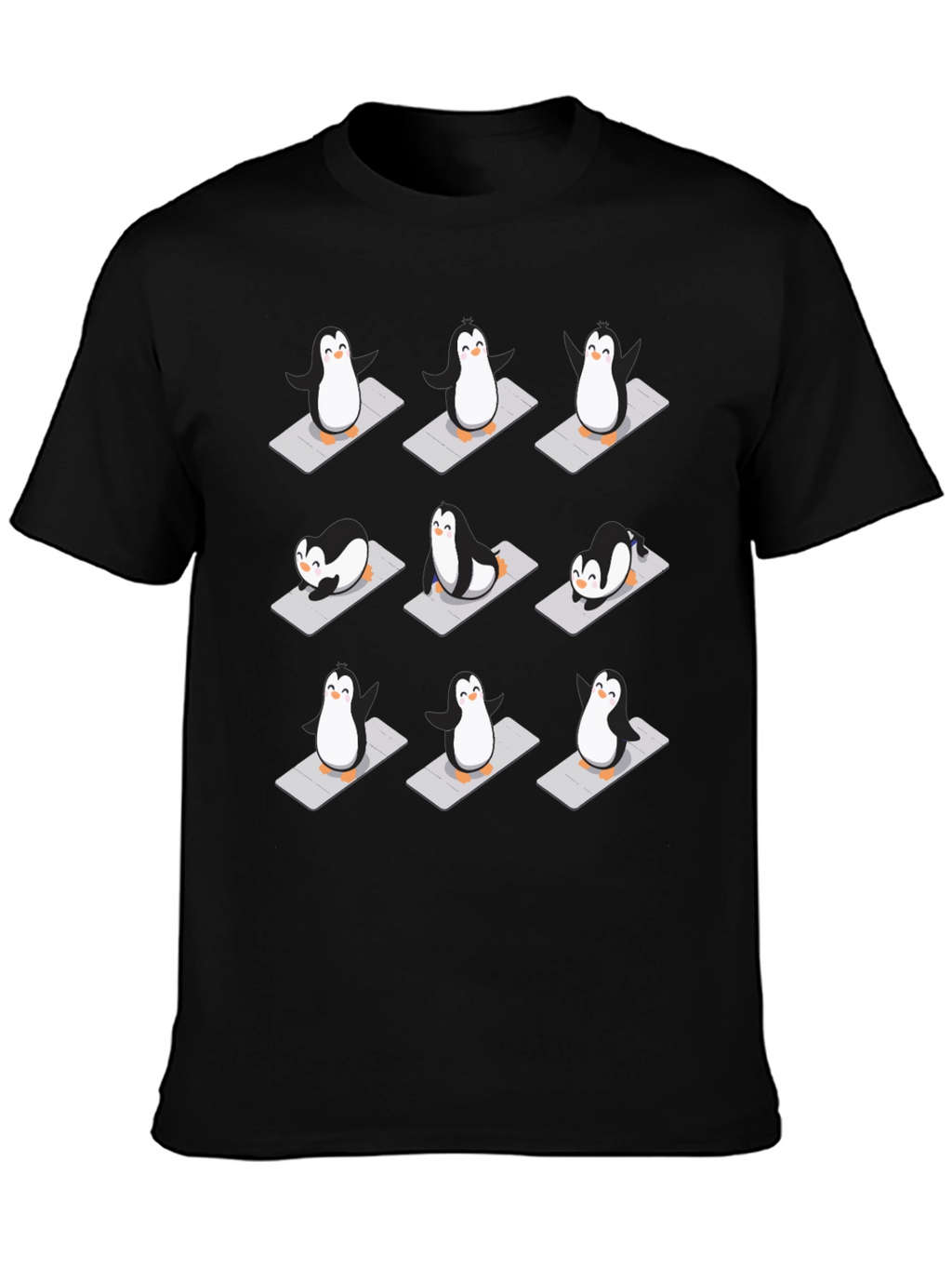Yoga Penguin T-Shirt - Black Cotton Tee