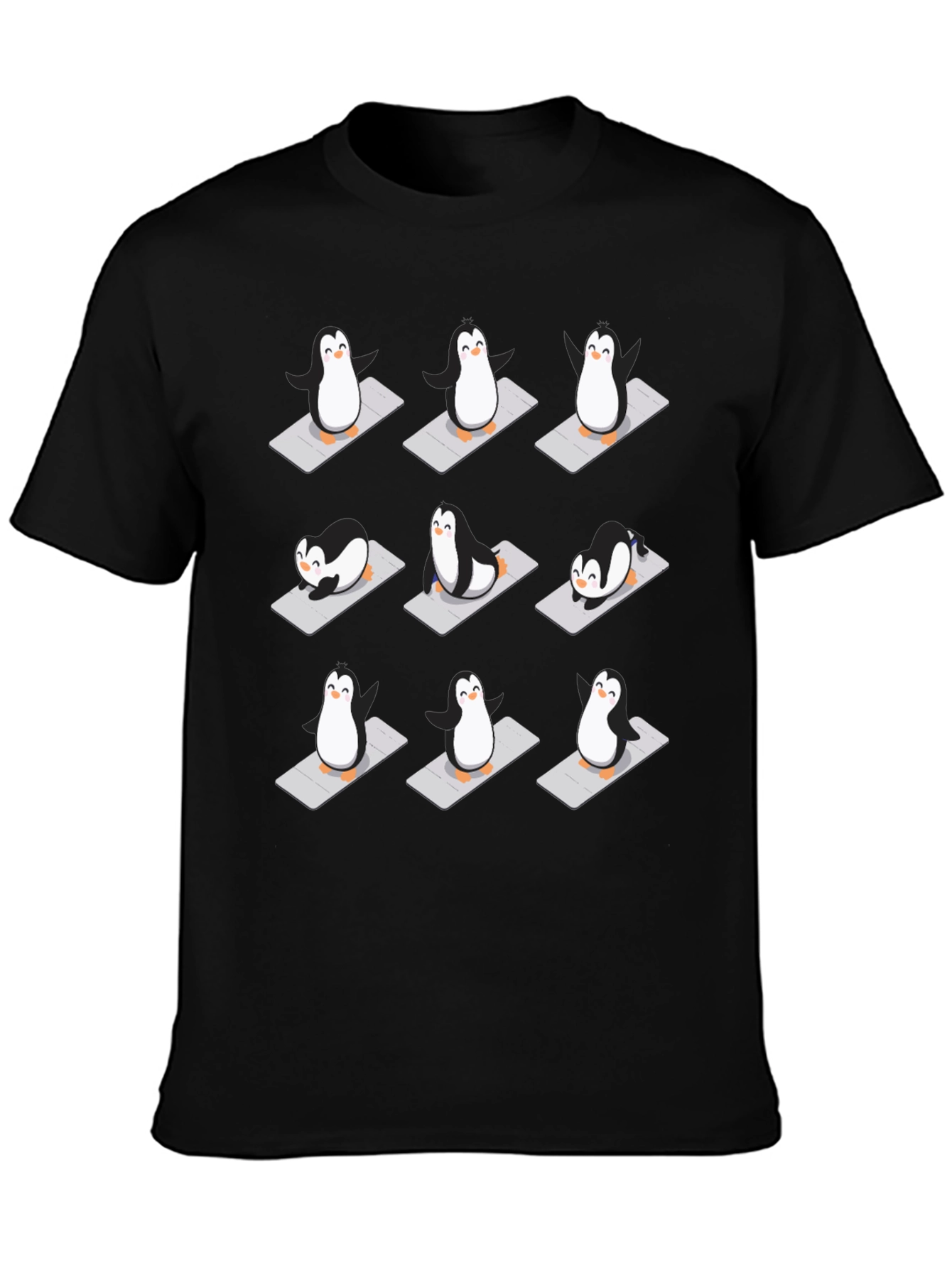 Yoga Penguin T-Shirt - Black Cotton Tee