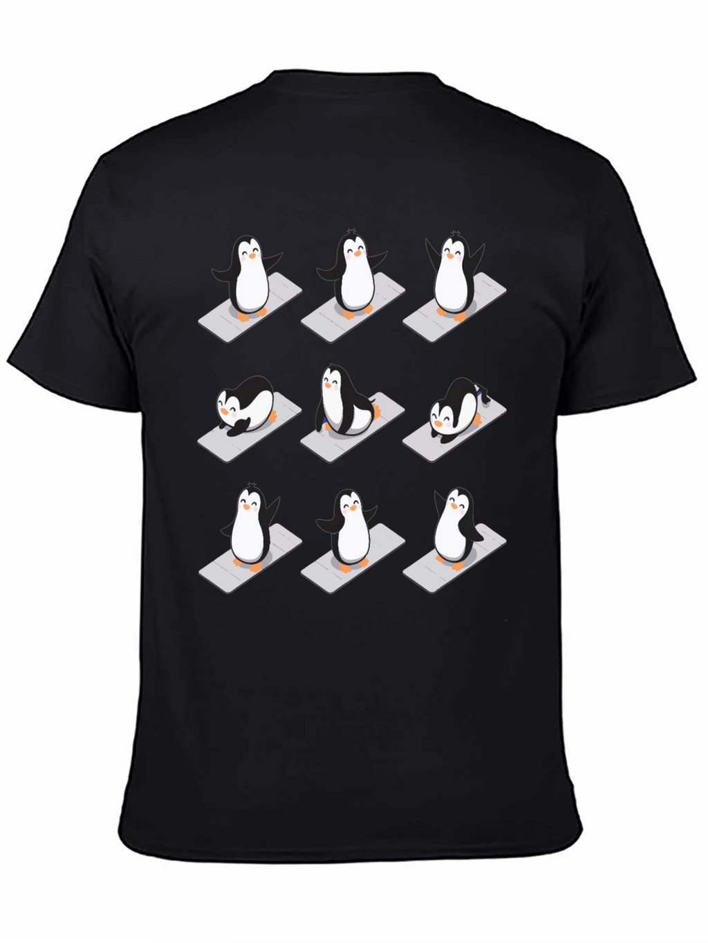 Yoga Penguin T-Shirt - Black Cotton Tee