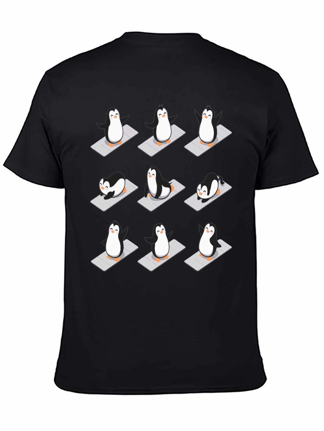 Yoga Penguin T-Shirt - Black Cotton Tee