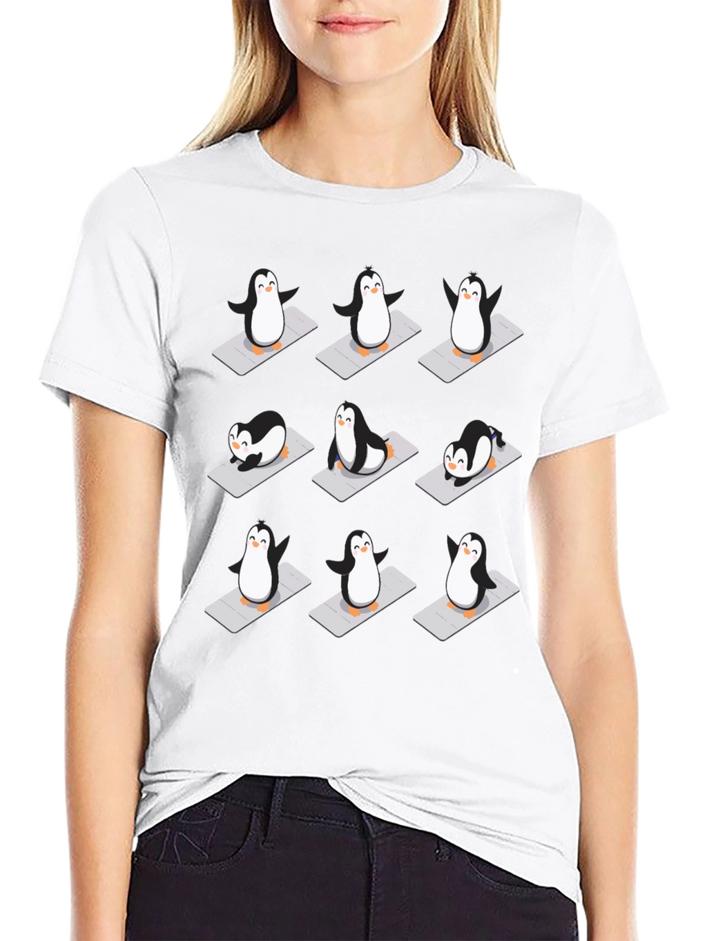 Yoga Penguin T-Shirt - Black Cotton Tee