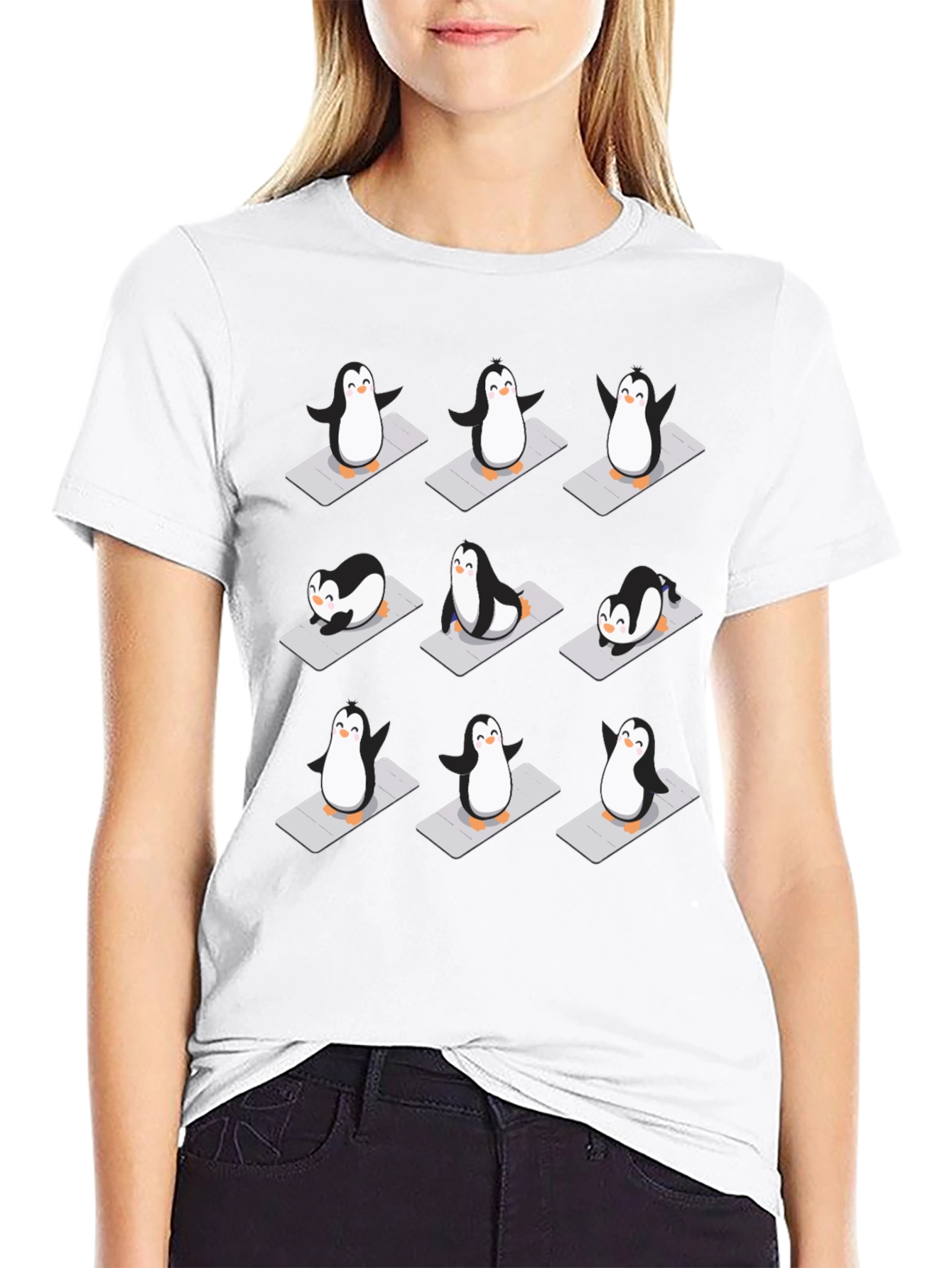 Yoga Penguin T-Shirt - Black Cotton Tee