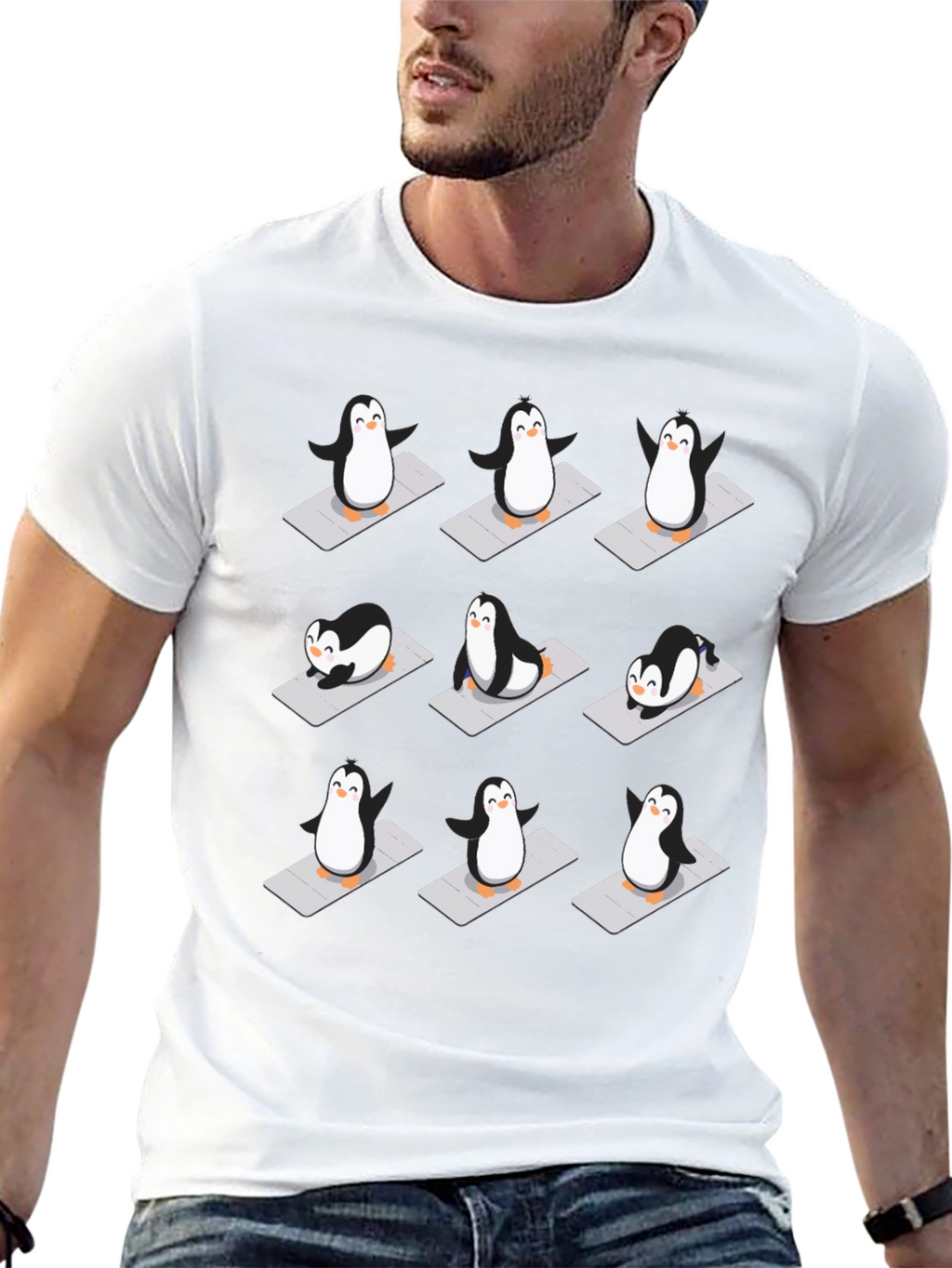 Yoga Penguin T-Shirt - Black Cotton Tee