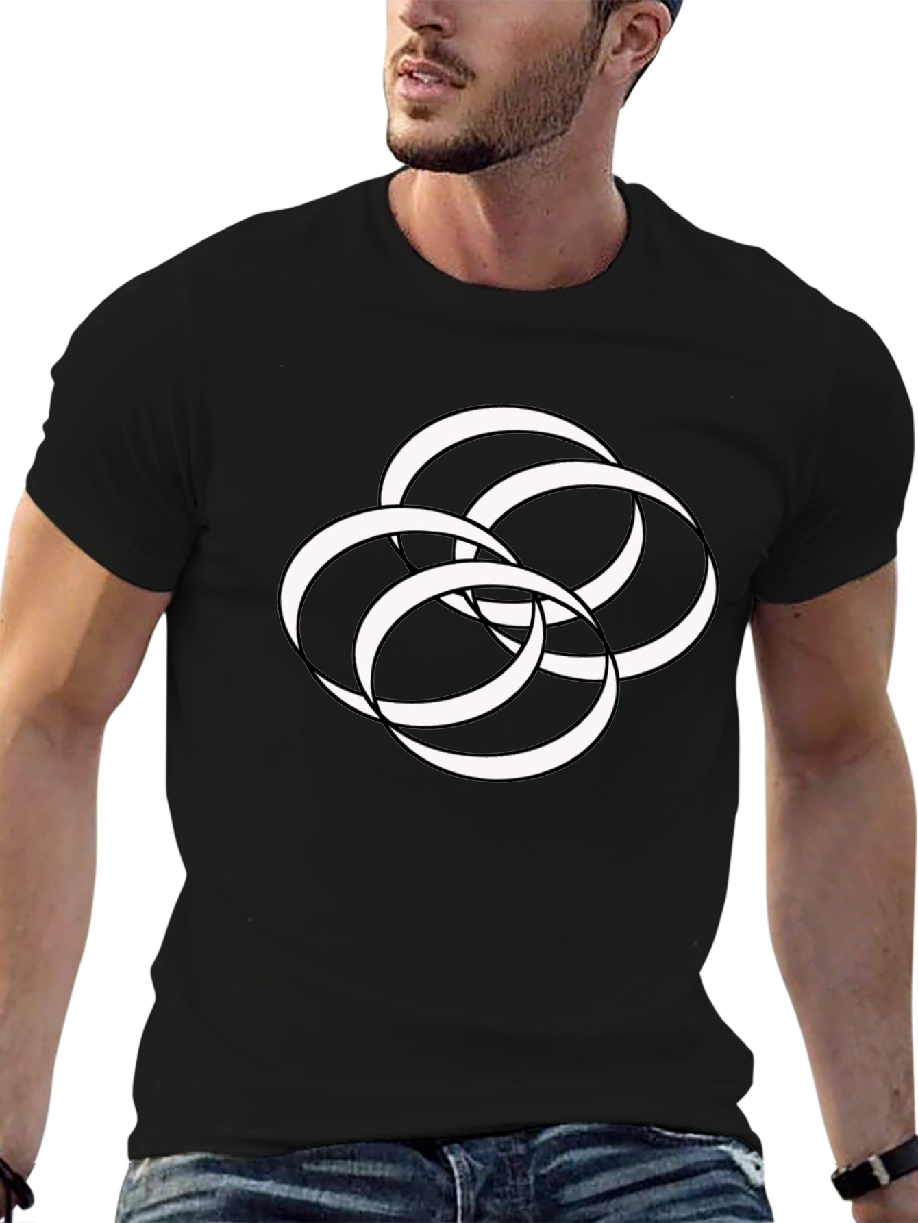 Abstract Interlocking Rings Graphic Tee - Modern Style