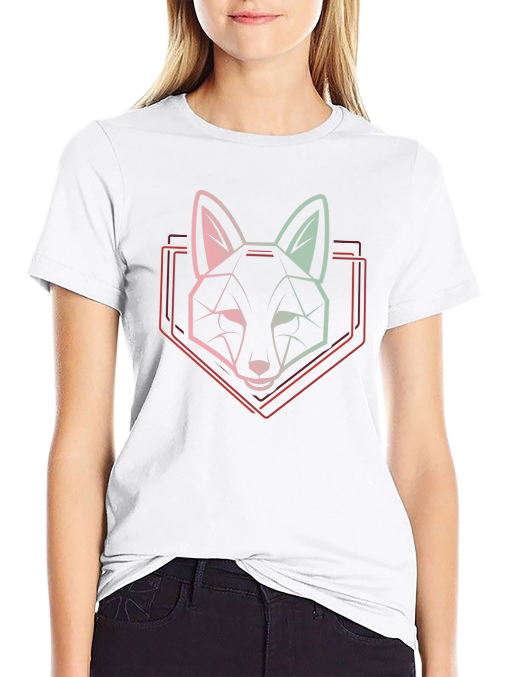 Geometric Fox Graphic Tee - Modern Animal Design