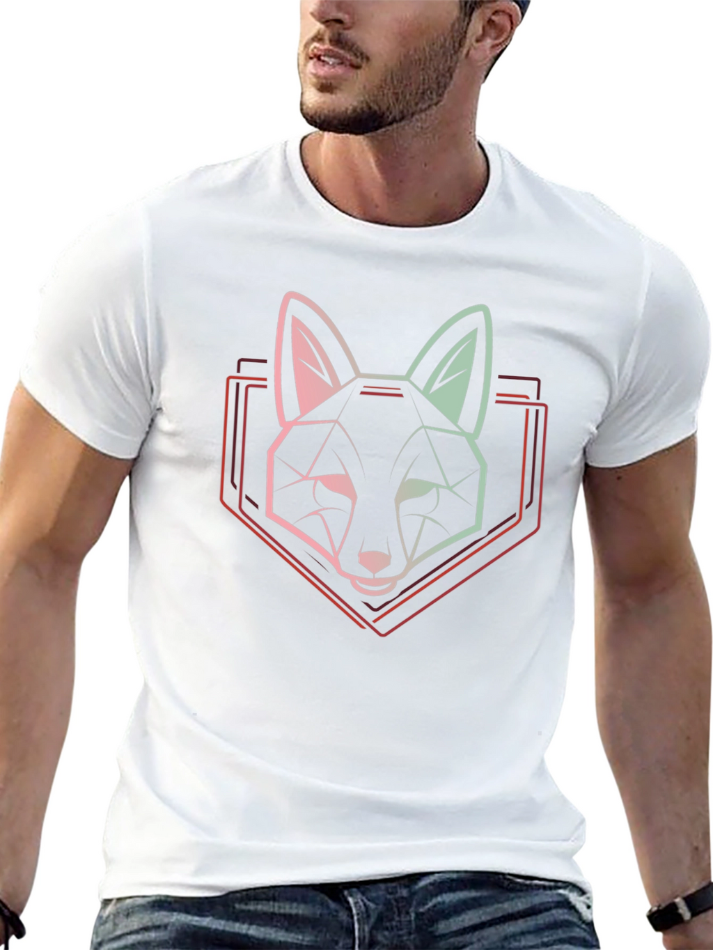 Geometric Fox Graphic Tee - Modern Animal Design
