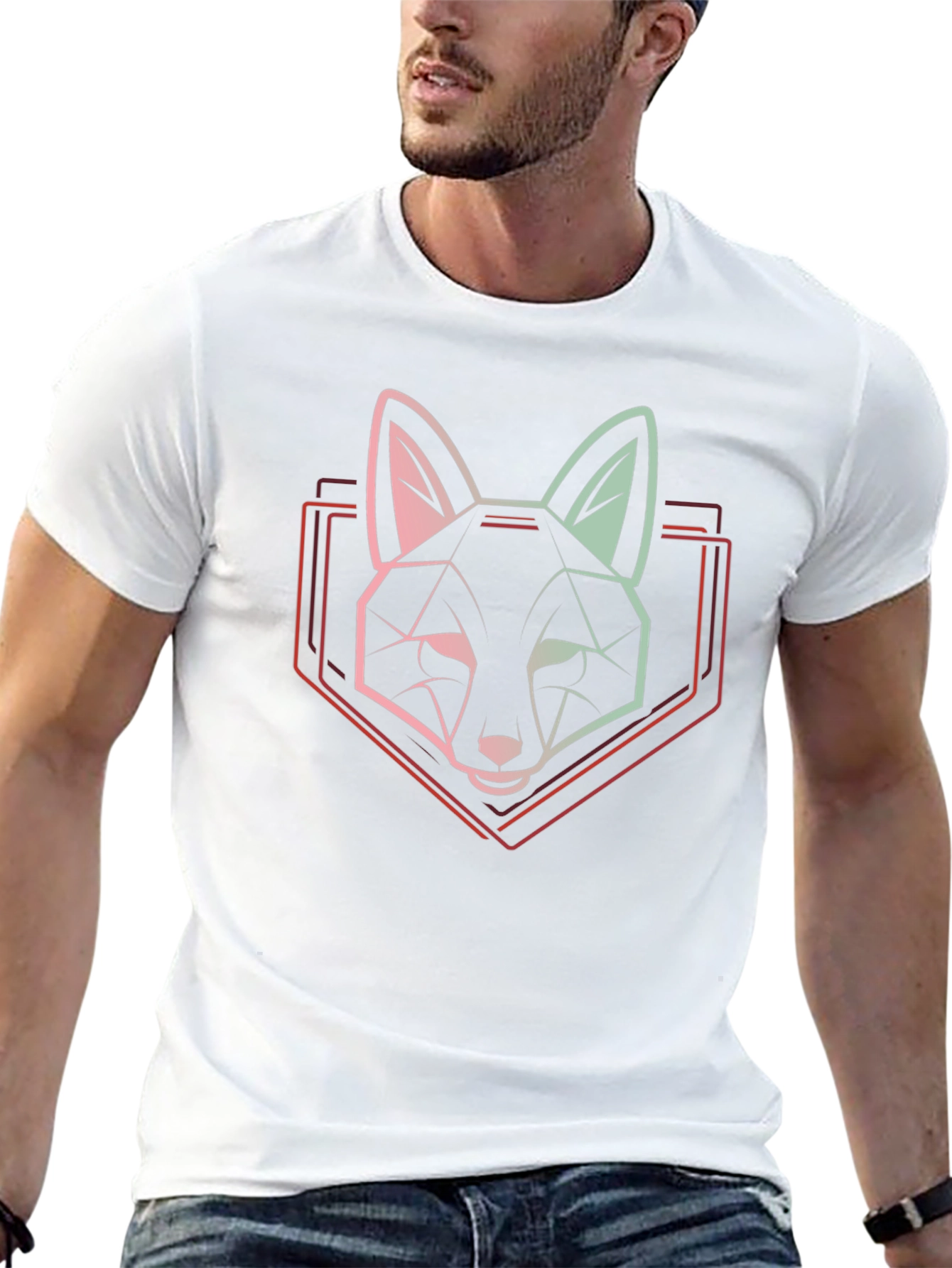 Geometric Fox Graphic Tee - Modern Animal Design