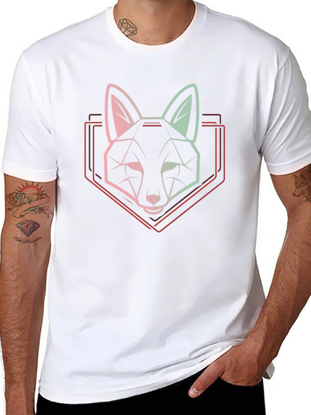 Geometric Fox Graphic Tee - Modern Animal Design