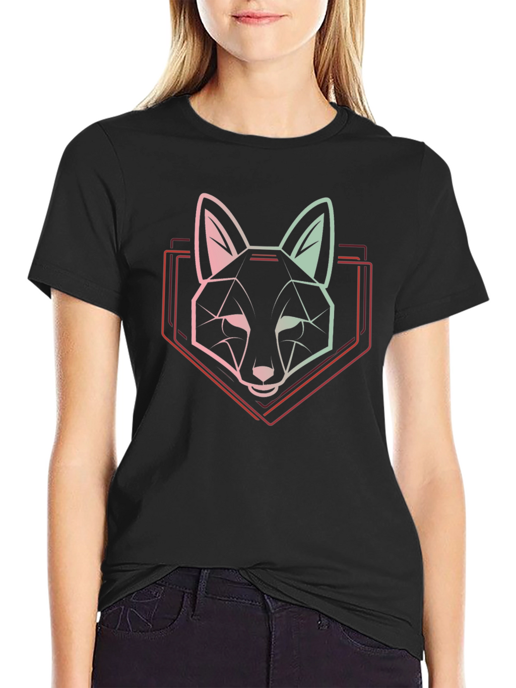 Geometric Fox Graphic Tee - Modern Animal Design