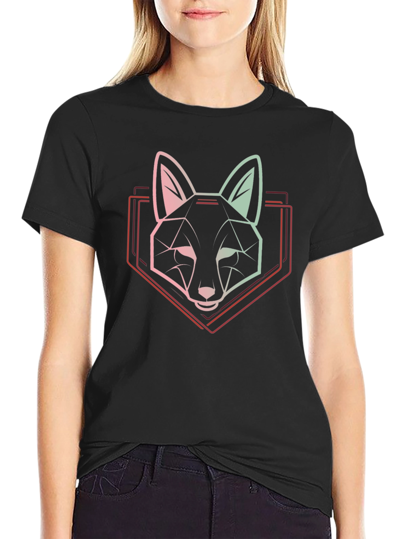 Geometric Fox Graphic Tee - Modern Animal Design