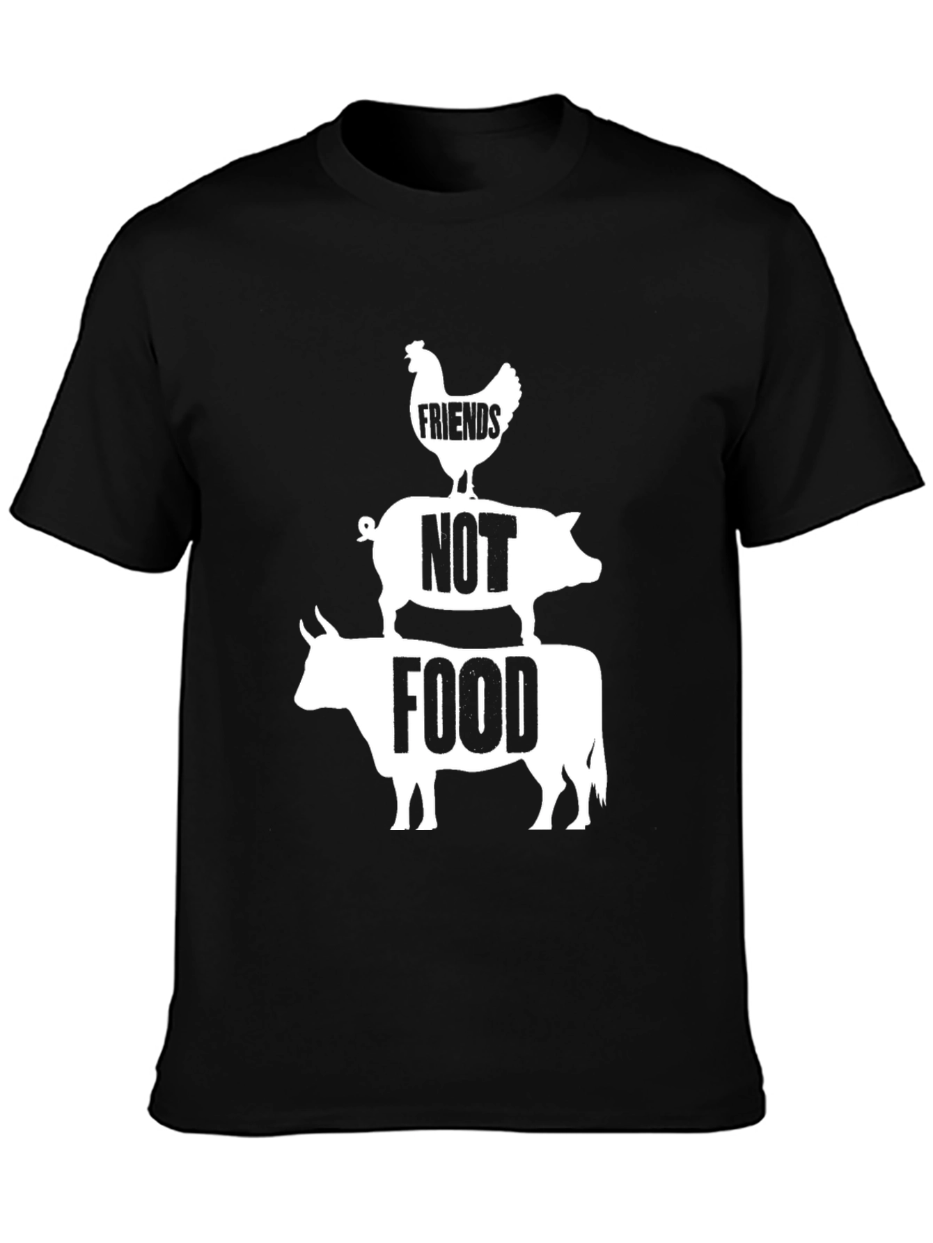 Vegan Friends Not Food T-Shirt - Black
